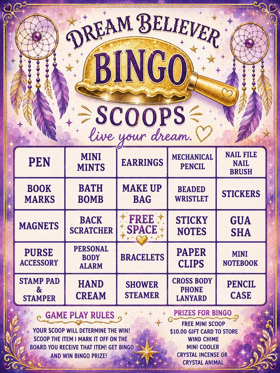 DREAM BELIEVER BINGO