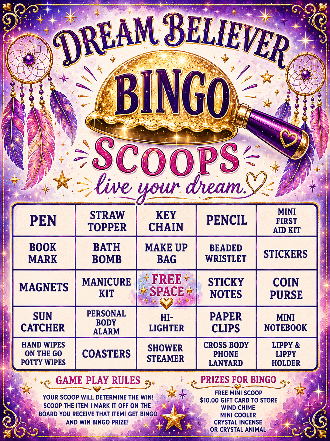 DREAM BELIEVER BINGO