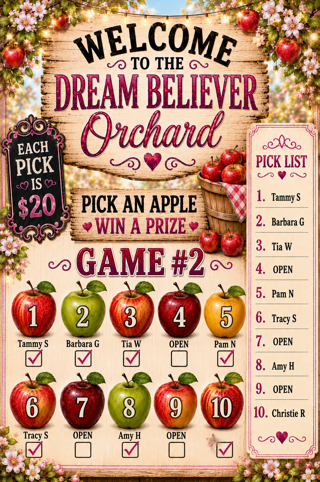 Apple Picking Dream Believer Style- GAME 2